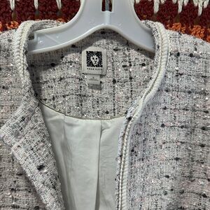 Anne Klein Women's Textured Blazer - Cream and Black